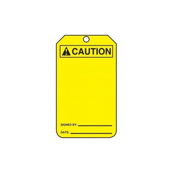 Accuform Safety Tags, ANSI CAUTION BLANK SIGNATURE DATE, 5.75in x 3.25in, Self-Laminating RP-Plastic, 5PK MCGT201LPM - main